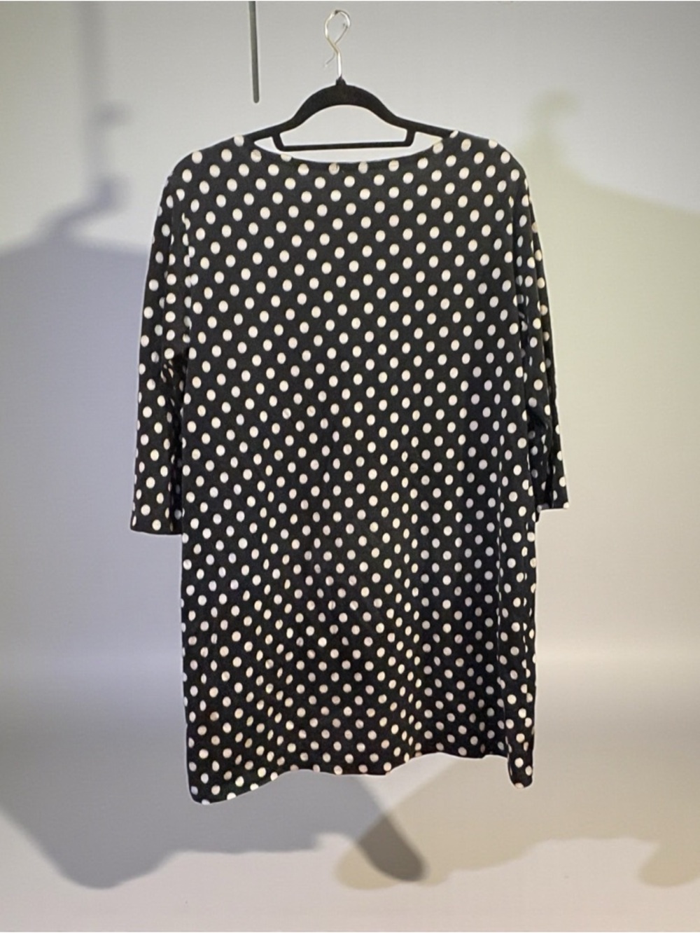 Marimekko black white polka dot tunic shift cotton Scandinavian minimalist L